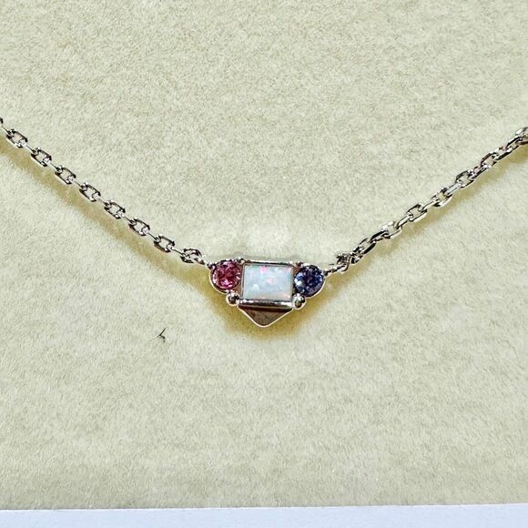 Kendra Scott Necklace Women's Silver Pastel Crystal Adjustable Chain 19" NWT $75 - Picture 6 of 10